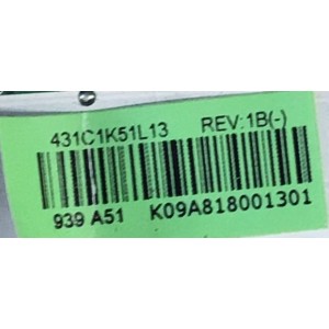 MAIN PARA TV TOSHIBA / NUMERO DE PARTE 431C1K51L13 / TVT-L40603 / 461C1K51L13 / K09A825902121 / K09A8180010301 / PANEL LTA320AP01 / MODELOS 32AV502R / 32AV52R